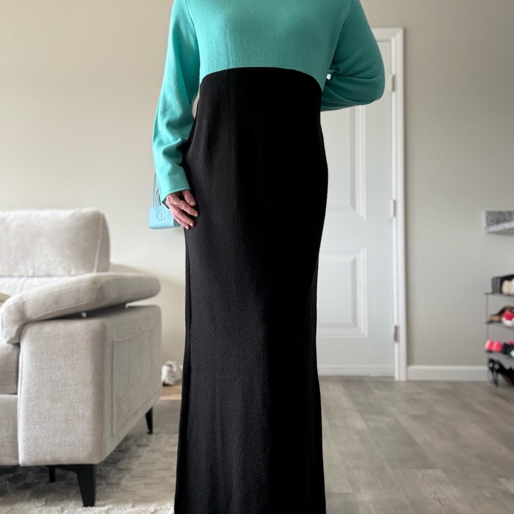 Vintage Sag Harbor Teal Knit Sweater Dress